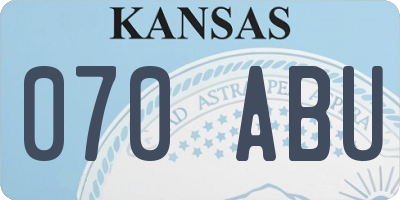 KS license plate 070ABU