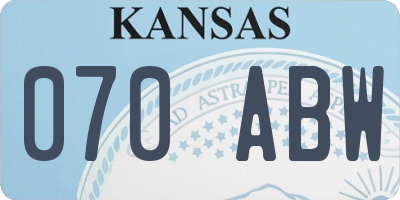 KS license plate 070ABW