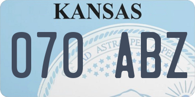 KS license plate 070ABZ