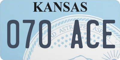 KS license plate 070ACE