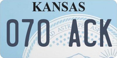KS license plate 070ACK