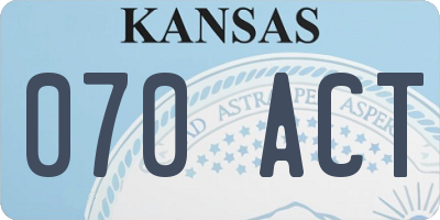 KS license plate 070ACT