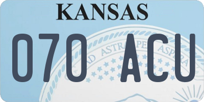 KS license plate 070ACU