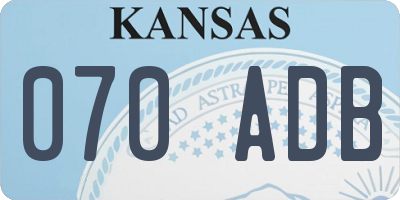 KS license plate 070ADB