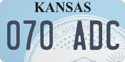KS license plate 070ADC