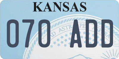 KS license plate 070ADD