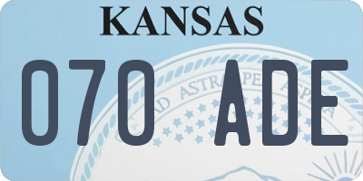 KS license plate 070ADE