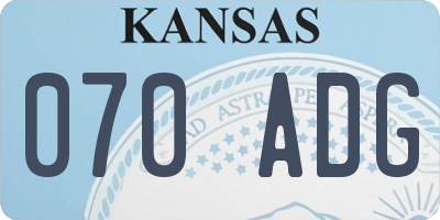 KS license plate 070ADG