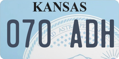 KS license plate 070ADH