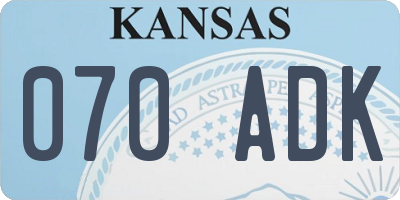 KS license plate 070ADK