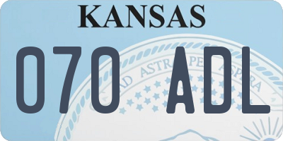 KS license plate 070ADL