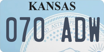 KS license plate 070ADW