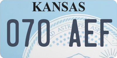 KS license plate 070AEF