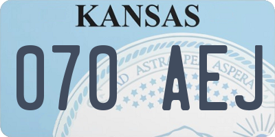 KS license plate 070AEJ