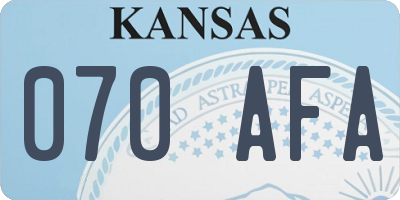 KS license plate 070AFA