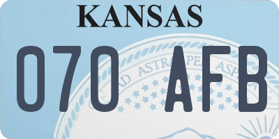 KS license plate 070AFB