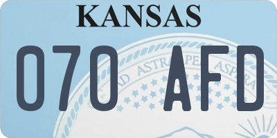 KS license plate 070AFD