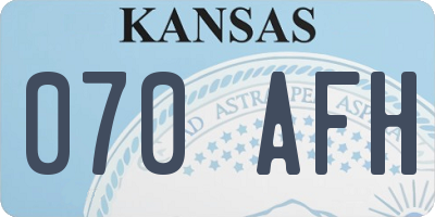 KS license plate 070AFH