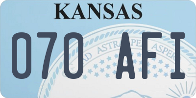 KS license plate 070AFI