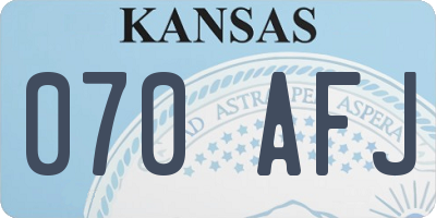 KS license plate 070AFJ