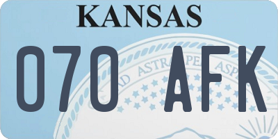 KS license plate 070AFK