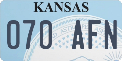 KS license plate 070AFN