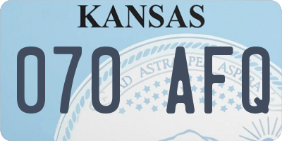 KS license plate 070AFQ