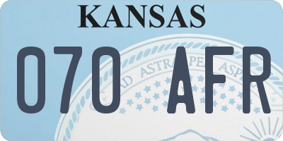 KS license plate 070AFR