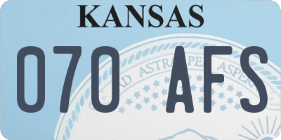 KS license plate 070AFS