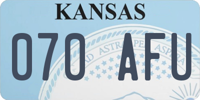 KS license plate 070AFU