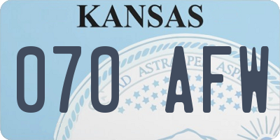 KS license plate 070AFW