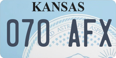 KS license plate 070AFX