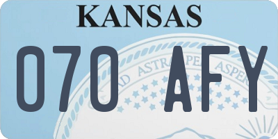 KS license plate 070AFY