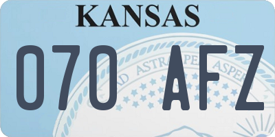 KS license plate 070AFZ