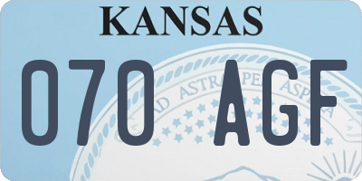 KS license plate 070AGF