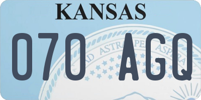 KS license plate 070AGQ