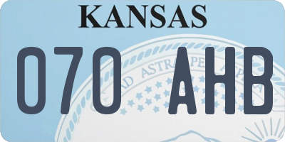 KS license plate 070AHB