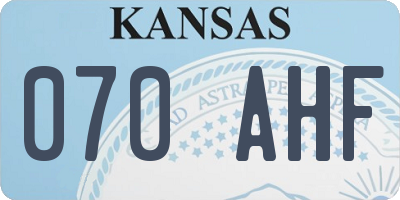KS license plate 070AHF