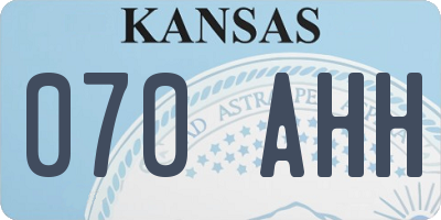 KS license plate 070AHH
