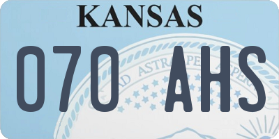 KS license plate 070AHS