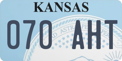 KS license plate 070AHT