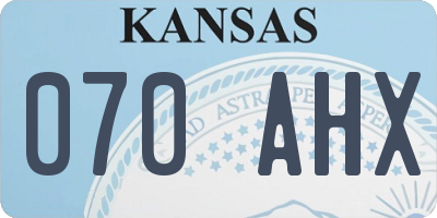 KS license plate 070AHX