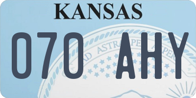 KS license plate 070AHY
