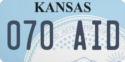 KS license plate 070AID