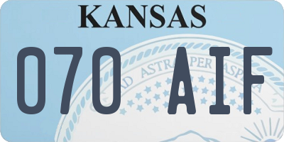KS license plate 070AIF