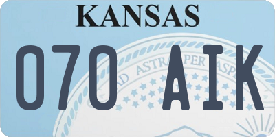 KS license plate 070AIK