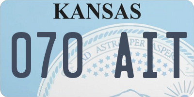 KS license plate 070AIT