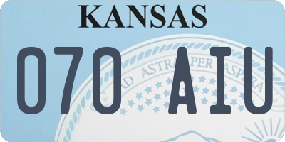KS license plate 070AIU