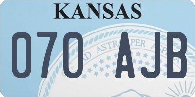 KS license plate 070AJB