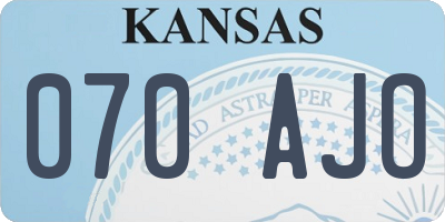 KS license plate 070AJO